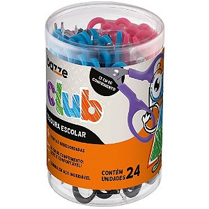 Tesoura Escolar Bazze CLUB 13CM RX/RS/AZ/PT - Pote com 24 Unidades