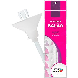 Suporte para Balão Clique Médio Branco 33CM - Pacote com 10 Unidades