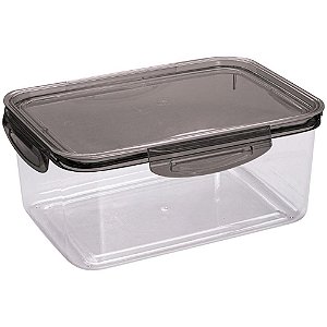 Pote Plástico Retangular com Trava 2,6L Cristal