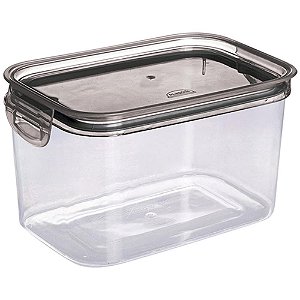 Pote Plástico Retangular C/TRAVA 1,2L Cristal