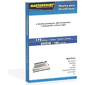 Plástico para Plastificação Ofício 226X340MM 175 Micras - Pacote com 100 Unidades