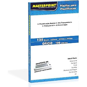 Plástico para Plastificação Ofício 222X336MM 125 Micras (0,05) C/100 -