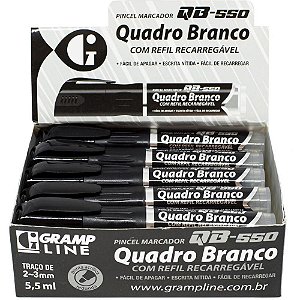 Pincel Quadro Branco QB550 Recarregável Preto - Display com 10 Unidades