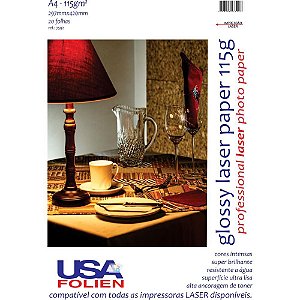 Papel Fotográfico Laser A4 115G Pacote com 20 Folhas