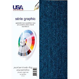 Papel A4 Pérolado Color Graphics 180G Azul Petróleo Pacote C/10