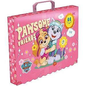 Maleta Plástica com ALÇA Decor Patrulha Canina Oficio Rosa