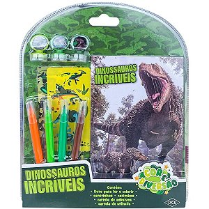 Livro Infantil Colorir Dinossauros KIT COR e Diversao