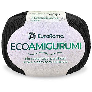 Linha para Crochê Ecoamigurumi Preto 8/7 Fios 160G 254MTS