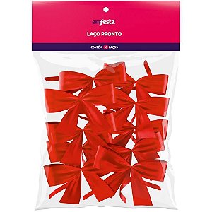 Laço Pronto Liso 15MM Tope Vermelho - Pacote com 20