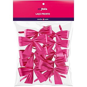 Laço Pronto Liso 15MM Tope PINK - Pacote com 20 Unidades