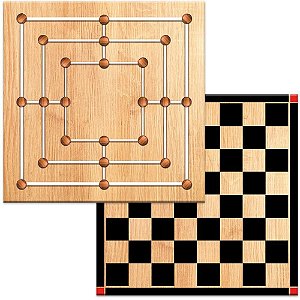 Jogo de Tabuleiro Trilha e Damas Solapa