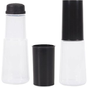 Garrafa Plástica Super Garrafa com Copo 420ML Preta - 2 em 1 Prática e Funcional