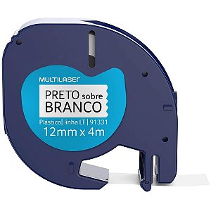 Fita Rotulador Eletrônico 12MM X 4M Papel PRETO/BRANCO