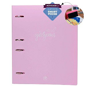 Fichário de PVC Colegial CD 10 DIV. Rosa Paste