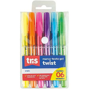 Caneta Marca Texto TRIS TWIST GEL Retrátil 6CORES