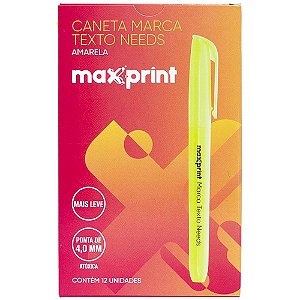Caneta Marca Texto Needs Amarela Caixa com 12 Unidades