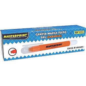 Caneta Marca Texto GEL MP 613 Laranja - Caixa com 6 Unidades