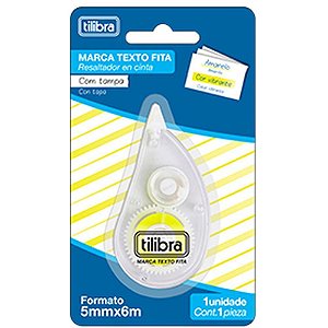 Caneta Marca Texto Fita Amarelo Neon 5MMX6M - Blister com 1 Unidade