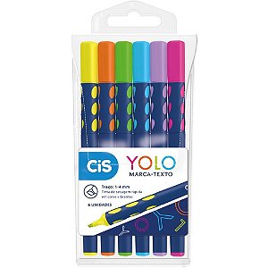 Caneta Marca Texto CIS Yolo 6 Cores