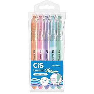 Caneta Marca Texto CIS Lumini FLEX Pastel 5 Cores