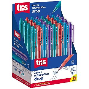 Caneta Esferográfica TRIS DROP Retra 1MM AZ Sortido DP 32