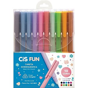 Caneta Esferográfica CIS FUN 0,7MM 10 Cores