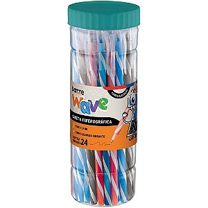 Caneta Esferográfica Bazze Wave 1.0MM AZ/PT/VM POTE-24