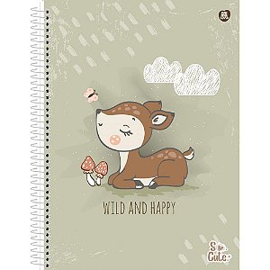 Caderno Espiral 1/4 Capa Dura SO Cute - 80 Folhas - Pacote com 10