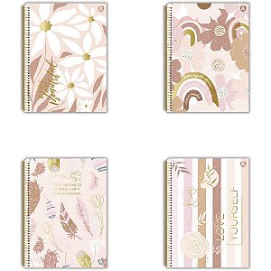 Caderno Espiral 1/4 Capa Dura Mulher 80 Folhas - Pacote com 10