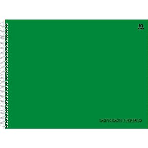 Caderno de Desenho Universitário Capa Dura Verde 60 Folhas - Pacote com 05 Unidades