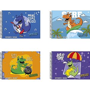 Caderno de Desenho Universitário Capa Dura Saurus 60 Folhas – Pacote com 05 Unidades
