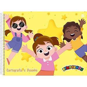 Caderno de Desenho Capa Dura Pimpolhos Feminino 60 Folhas Pacote com 05