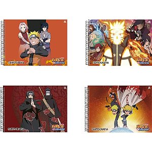 Caderno de Desenho Universitário Capa Dura Naruto 60 Folhas Pacote com 05