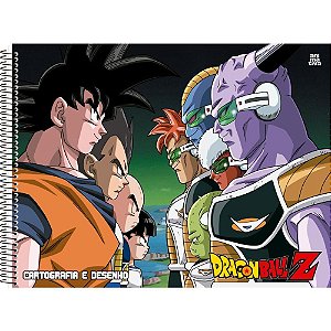 Caderno de Desenho Universitário Capa Dura Dragon BALL Z 60 Folhas Pacote com 05