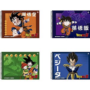 Caderno de Desenho Universitário Capa Dura Dragon BALL Z 60 Folhas Pacote com 05