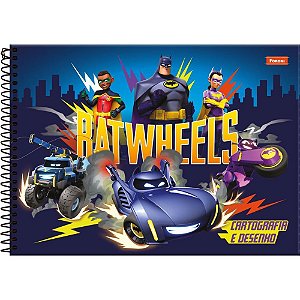 Caderno de Desenho Universitário Capa Dura Batwheels 80 Folhas Pacote com 5