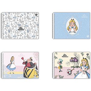 Caderno de Desenho Capa Dura Alice IN Wonderland 60 Folhas Pacote com 5