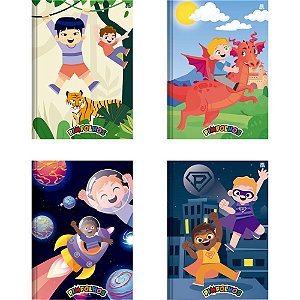 Caderno Brochurão Capa Dura Pimpolhos Masculino 48 Folhas Pacote com 10