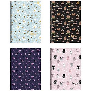 Caderno Brochurão Capa Dura Love 80 Folhas - Pacote com 5 Unidades