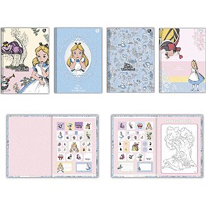 Caderno Brochurão Capa Dura Alice IN Wonderland - 80 Folhas, Pacote com 5 Unidades