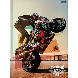 Caderno Brochura 1/4 Capa Dura Motos EXTREME 80 Folhas Pacote com 05