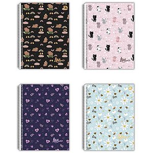 Caderno Universitário 10X1 Capa Dura Love 160 Folhas Pacote com 4 Unidades