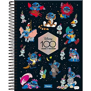 Caderno 10X1 Capa Dura Disney 100 STITCH 160 Folhas - Pacote com 04