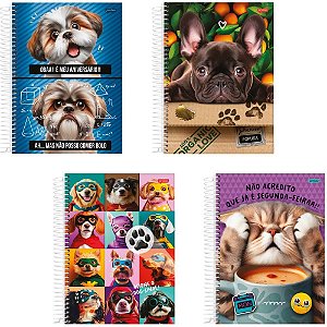 Caderno 1X1 Capa Dura PETS Love 80 Folhas - Pacote com 4 Unidades