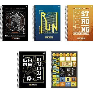 Caderno 01X1 Capa Dura BE STRONG 80 Folhas Pacote com 04 Unidades