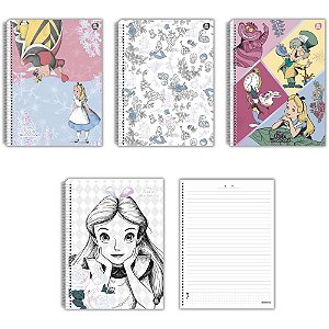 Caderno 01X1 Capa Dura Alice IN Wonderland 80 Folhas - Pacote com 04