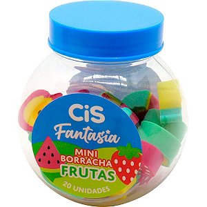 Borracha Decorada CIS Fantasia Mini Frutas Sortido Pote com 20 Unidades