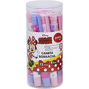 Borracha Caneta Minnie 2 Modelos Pote com 12