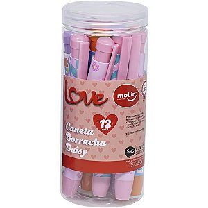 Borracha Caneta Love Daisy Sortido Pote com 12 Unidades