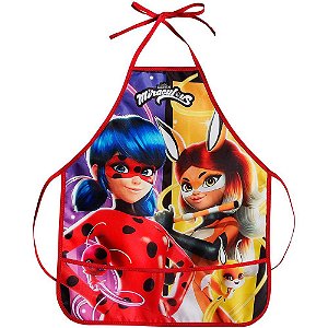 Avental Escolar Decorado Miraculous com Bolso